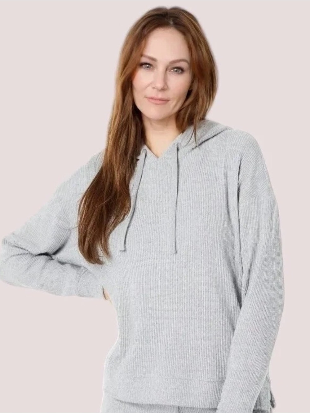 UGG Ribbed Gray Pullover Sweater Hoodie Long Sleeve Knit Size XS